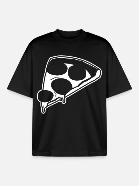 Pizza Drawing - Boxy Heavyweight Unisex Organic T-Shirt by Stanley/Stella - black