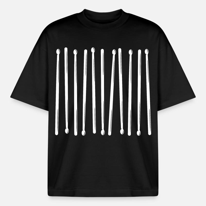 Drumsticks Vertical Pattern - Boxy Heavyweight Unisex Organic T-Shirt by Stanley/Stella - black