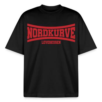 Nordkurve Leverkusen | Farbe änderbar - Boxy Heavyweight Unisex Organic T-Shirt von Stanley/Stella - Schwarz - Vorne - AI Model Male 185 light (185cm) & AI Model Female 172 dark (172cm)