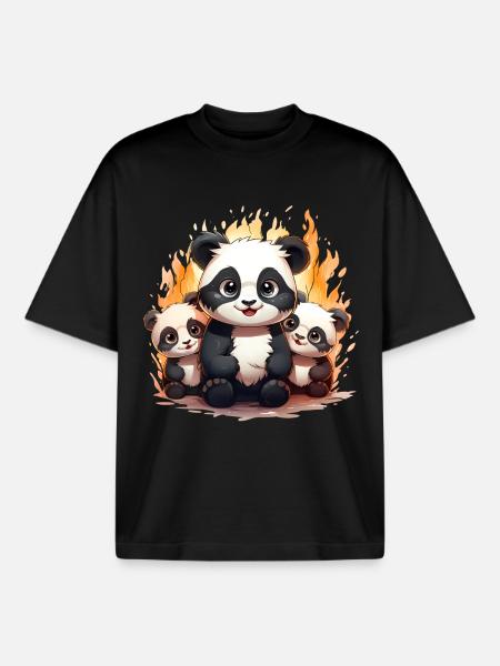 Baby panda squad - Boxy Heavyweight Unisex Organic T-Shirt by Stanley/Stella - black