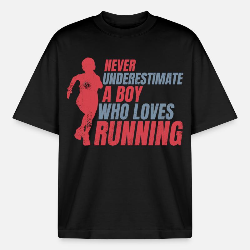 Never underestimate a small runner - Boxy Heavyweight Unisex Organic T-Shirt by Stanley/Stella - black