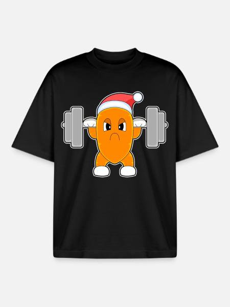 Carrot Christmas Bodybuilding - Boxy Heavyweight Unisex Organic T-Shirt by Stanley/Stella - black