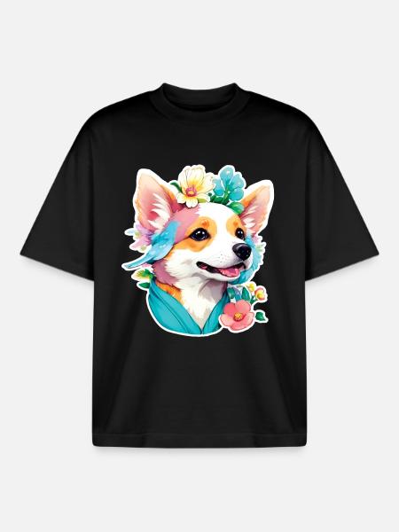 Corgi - T-shirt unisexe boxy épais biologique Stanley/Stella - noir