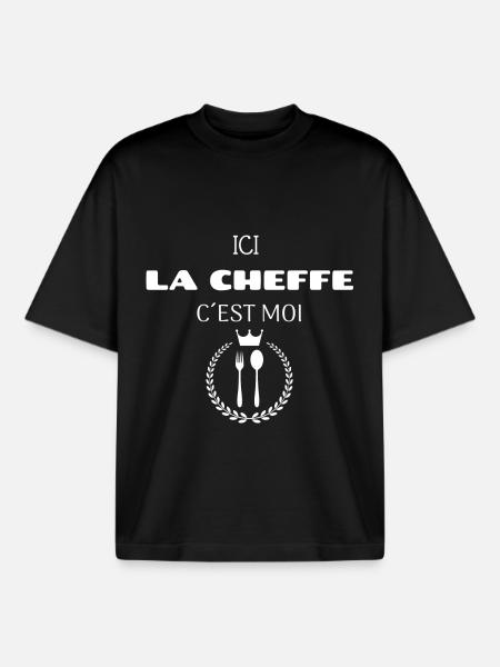 Ici la cheffe c’est moi - T-shirt unisexe boxy épais biologique Stanley/Stella - noir