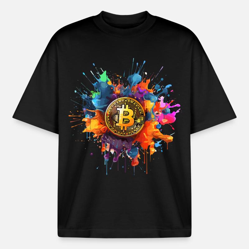 Le bitcoin - T-shirt unisexe boxy épais biologique Stanley/Stella - noir