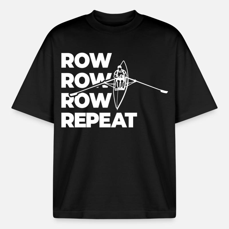 Rowing Rowing Rowing Repeat Rowing - Boxy Heavyweight Unisex Organic T-Shirt by Stanley/Stella - black