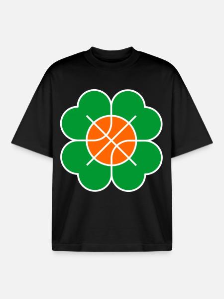 Basketball Flower - Clover Leaf - Boxy Heavyweight Unisex Organic T-Shirt by Stanley/Stella - black