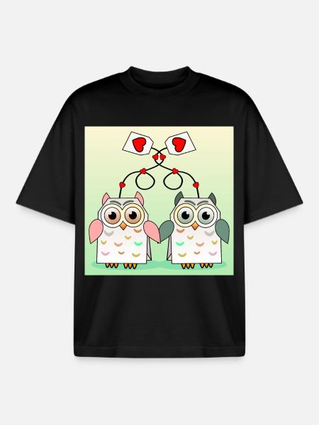Owl Tea - Boxy Heavyweight Unisex Organic T-Shirt by Stanley/Stella - black