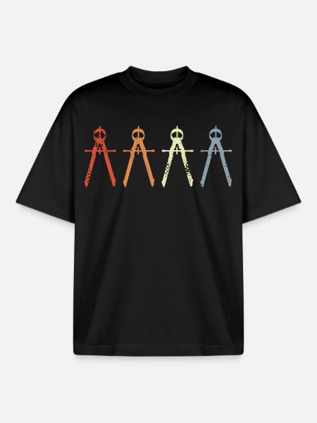 Retro Architect Circle - Boxy Heavyweight Unisex Organic T-Shirt by Stanley/Stella - black