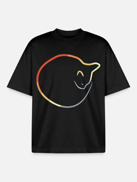 Cat in retro look - Boxy Heavyweight Unisex Organic T-Shirt by Stanley/Stella - black