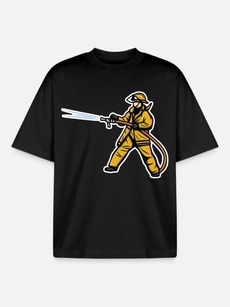 Firefighter Boy - Boxy Heavyweight Unisex Organic T-Shirt by Stanley/Stella - black