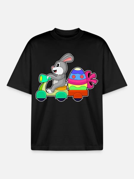 Bunny Easter Delivery Service - Boxy Heavyweight Unisex Organic T-Shirt by Stanley/Stella - black