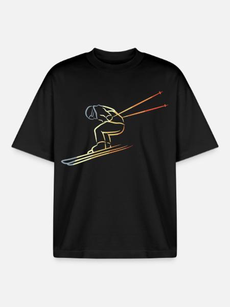 Wintersport Skizze - Boxy Heavyweight Unisex Organic T-Shirt von Stanley/Stella - Schwarz