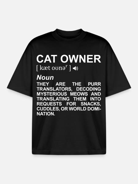 Cat Owner Term - Boxy Heavyweight Unisex Organic T-Shirt by Stanley/Stella - black