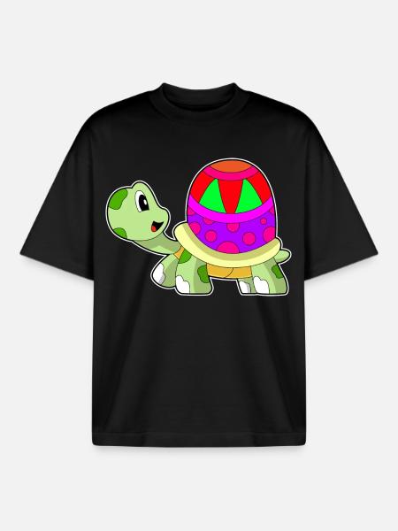 Turtle Easter Egg - Boxy Heavyweight Unisex Organic T-Shirt by Stanley/Stella - black