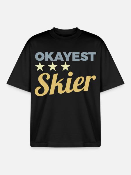 Average skier - Boxy Heavyweight Unisex Organic T-Shirt by Stanley/Stella - black