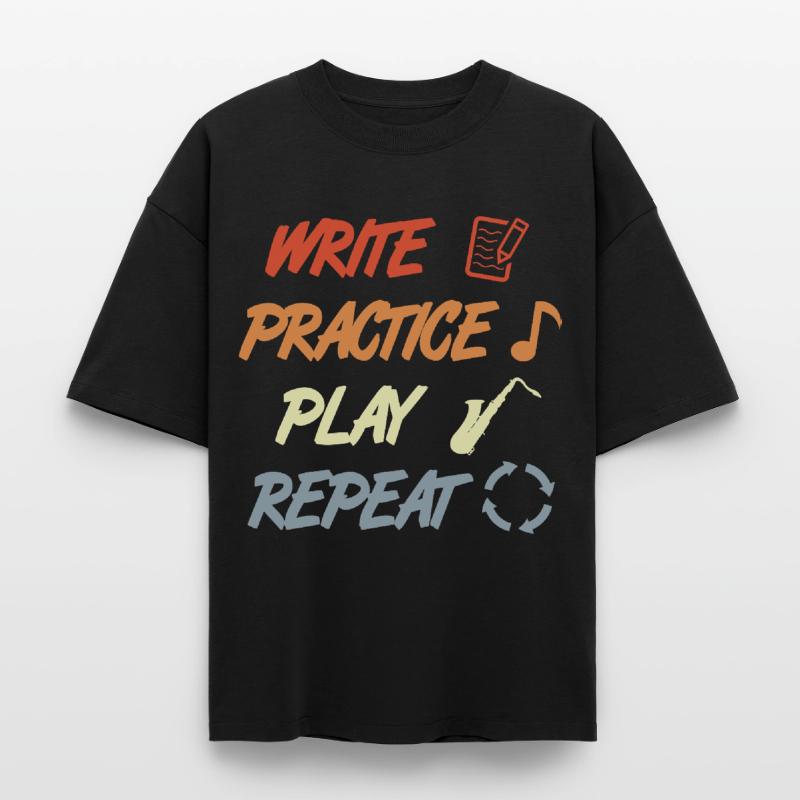 Write Practice Play Repeat Boxy Heavyweight Unisex Organic T-Shirt by Stanley/Stella