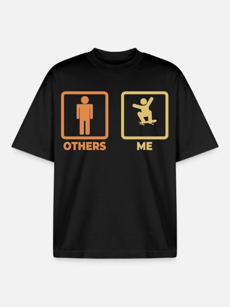 Skater Strichmännchen - Boxy Heavyweight Unisex Organic T-Shirt von Stanley/Stella - Schwarz