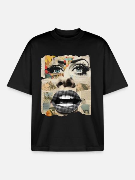 Photo collage - Boxy Heavyweight Unisex Organic T-Shirt by Stanley/Stella - black