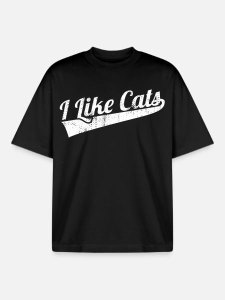 I like cats - Boxy Heavyweight Unisex Organic T-Shirt by Stanley/Stella - black