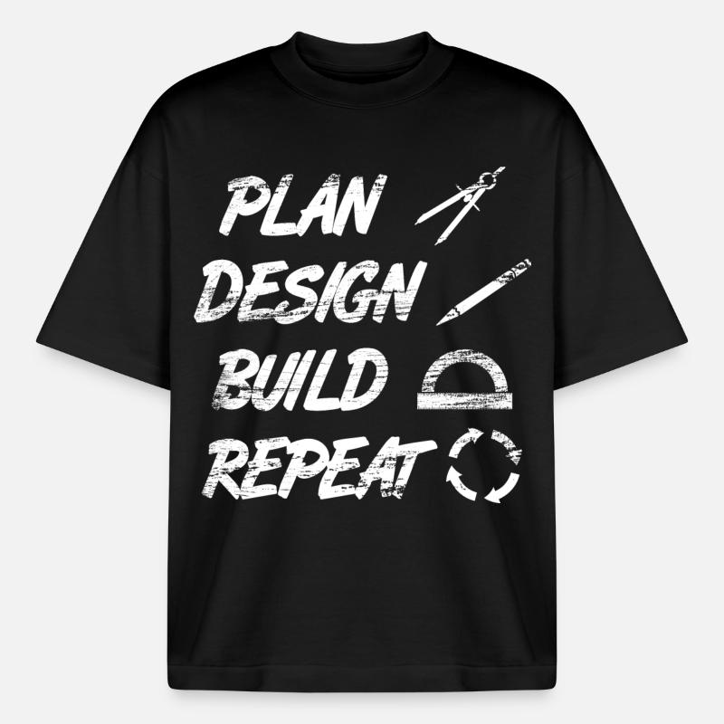 Routine de l’architecte - T-shirt unisexe boxy épais biologique Stanley/Stella - noir