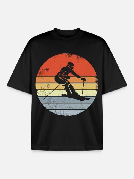 Skifahrer Mädchen - Boxy Heavyweight Unisex Organic T-Shirt von Stanley/Stella - Schwarz