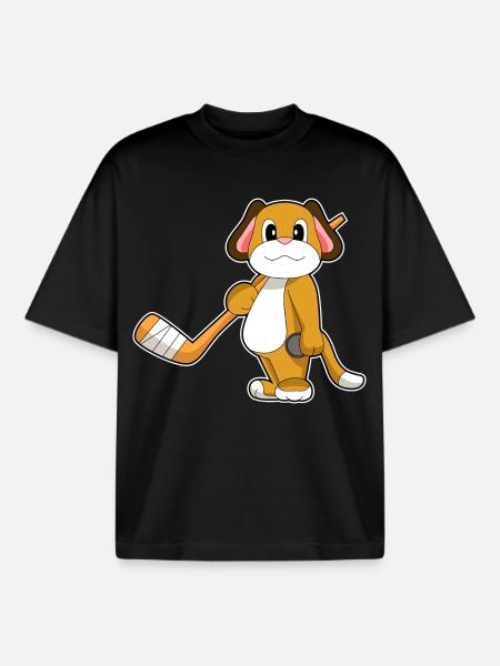 Hund Eishockey Eishockeyschläger - Boxy Heavyweight Unisex Organic T-Shirt von Stanley/Stella - Schwarz