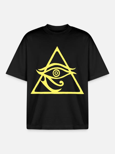 La pyramide du dieu Horus - T-shirt unisexe boxy épais biologique Stanley/Stella - noir