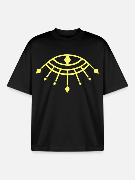 Oeil d'Horus jaune - T-shirt unisexe boxy épais biologique Stanley/Stella - noir