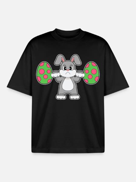 Bunny Easter Bodybuilding - Boxy Heavyweight Unisex Organic T-Shirt by Stanley/Stella - black