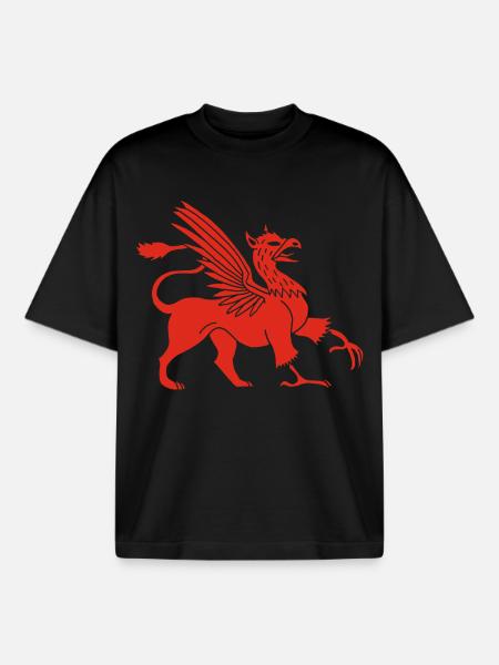 Griffon rouge - T-shirt unisexe boxy épais biologique Stanley/Stella - noir