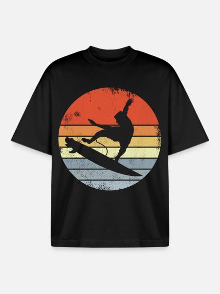 Surfing Vintage Look - Boxy Heavyweight Unisex Organic T-Shirt by Stanley/Stella - black