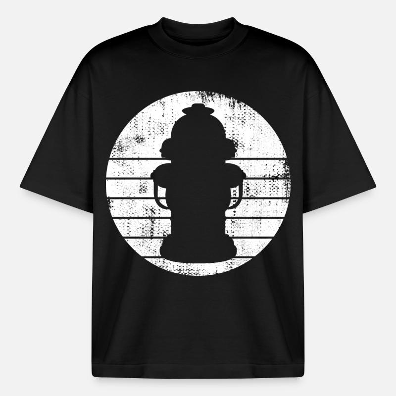 Fire Hydrant Drawing - Heavyweight Boxy Unisex T-Shirt by Stanley/Stella - black