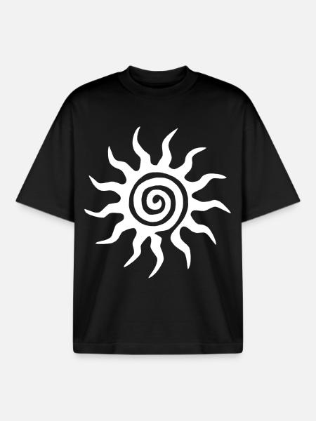 Spiral White Sun - Boxy Heavyweight Unisex Organic T-Shirt by Stanley/Stella - black