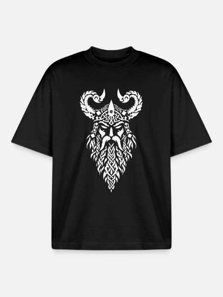 Viking warrior head - T-shirt unisexe boxy épais biologique Stanley/Stella - noir