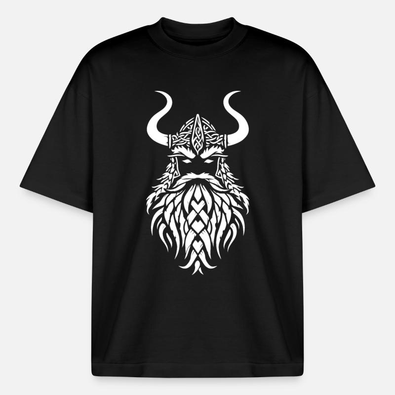Wikinger-Kriegerkopf - Boxy Heavyweight Unisex Organic T-Shirt von Stanley/Stella - Schwarz