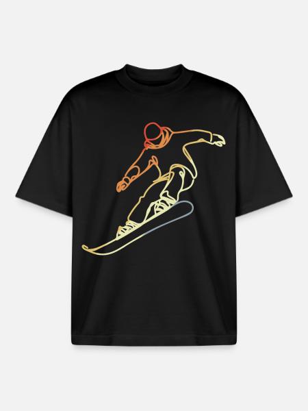 Snowboarder Sketch - Boxy Heavyweight Unisex Organic T-Shirt by Stanley/Stella - black