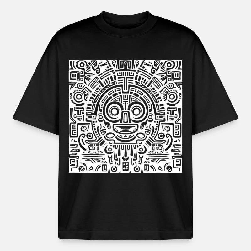 Inka, Azteken, Maya Muster, Artwork - Boxy Heavyweight Unisex Organic T-Shirt von Stanley/Stella - Schwarz