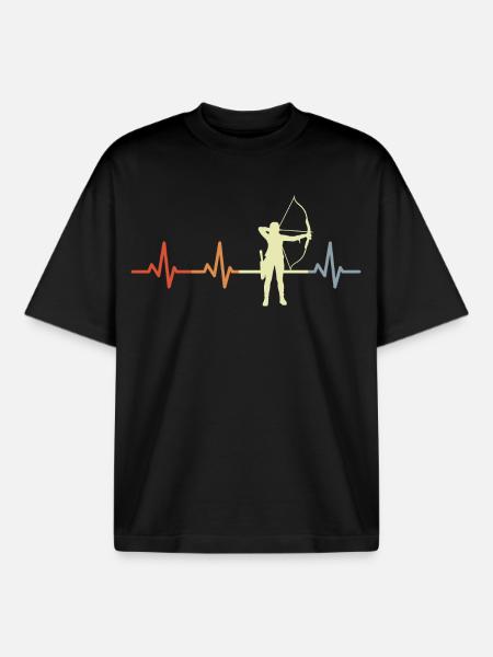 Archer Heart Line - Boxy Heavyweight Unisex Organic T-Shirt by Stanley/Stella - black