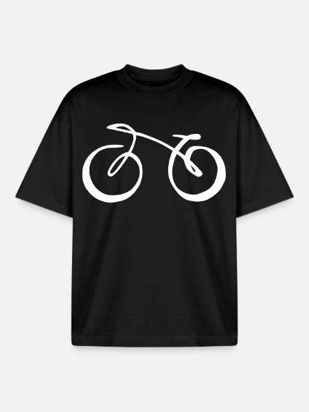 Hvid minimalistisk cykel - Stanley/Stella unisex boxy heavyweight T-shirt økologisk - sort