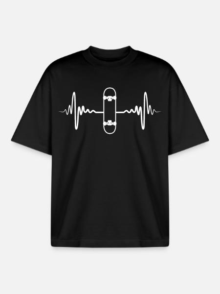 Skateboard Heart Palpitations - Boxy Heavyweight Unisex Organic T-Shirt by Stanley/Stella - black