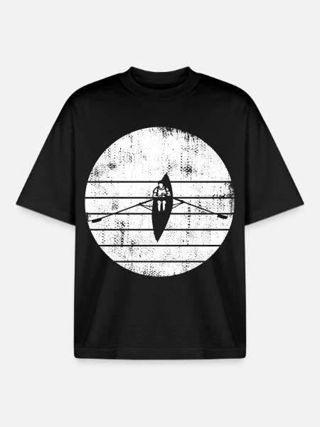 Rowing Boat Drawing - Boxy Heavyweight Unisex Organic T-Shirt by Stanley/Stella - black