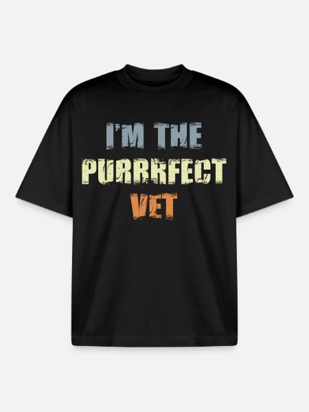 I'm The Purrrfect Vet - Boxy Heavyweight Unisex Organic T-Shirt by Stanley/Stella - black