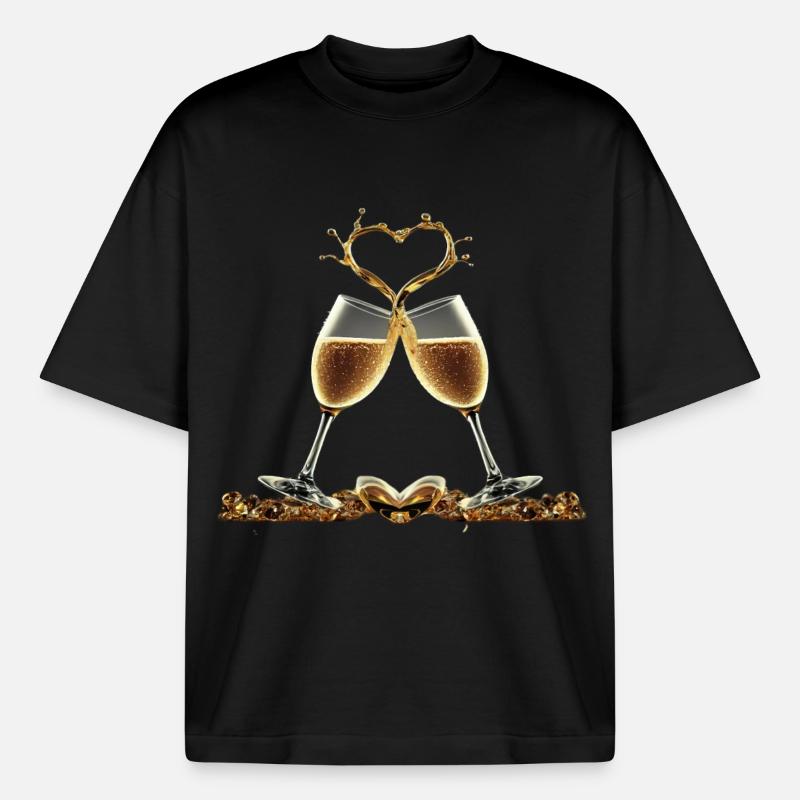 Zwei Gläser bilden ein Herz / Geschenkidee - Boxy Heavyweight Unisex Organic T-Shirt von Stanley/Stella - Schwarz