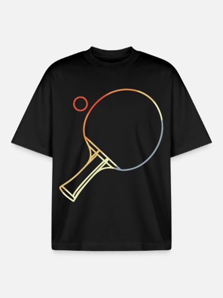 Table Tennis Sketch - Boxy Heavyweight Unisex Organic T-Shirt by Stanley/Stella - black