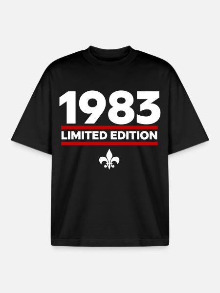 1983 Édition limitée - T-shirt unisexe boxy épais biologique Stanley/Stella - noir