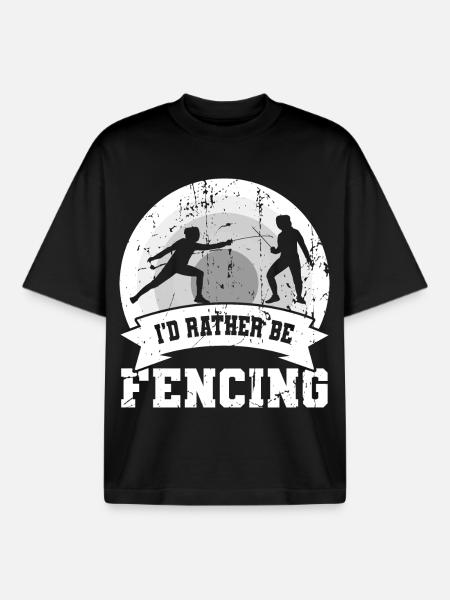 I'd rather fence - Boxy Heavyweight Unisex Organic T-Shirt by Stanley/Stella - black