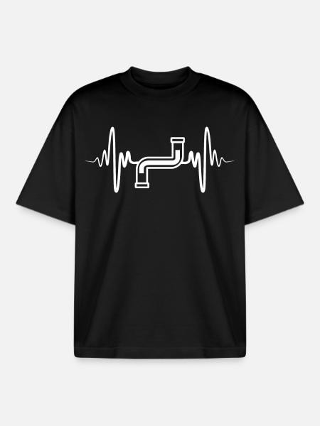 Heartbeat Plumber - Boxy Heavyweight Unisex Organic T-Shirt by Stanley/Stella - black