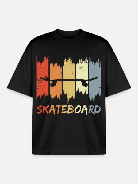 Skateboard Retro Look - Boxy Heavyweight Unisex Organic T-Shirt von Stanley/Stella - Schwarz