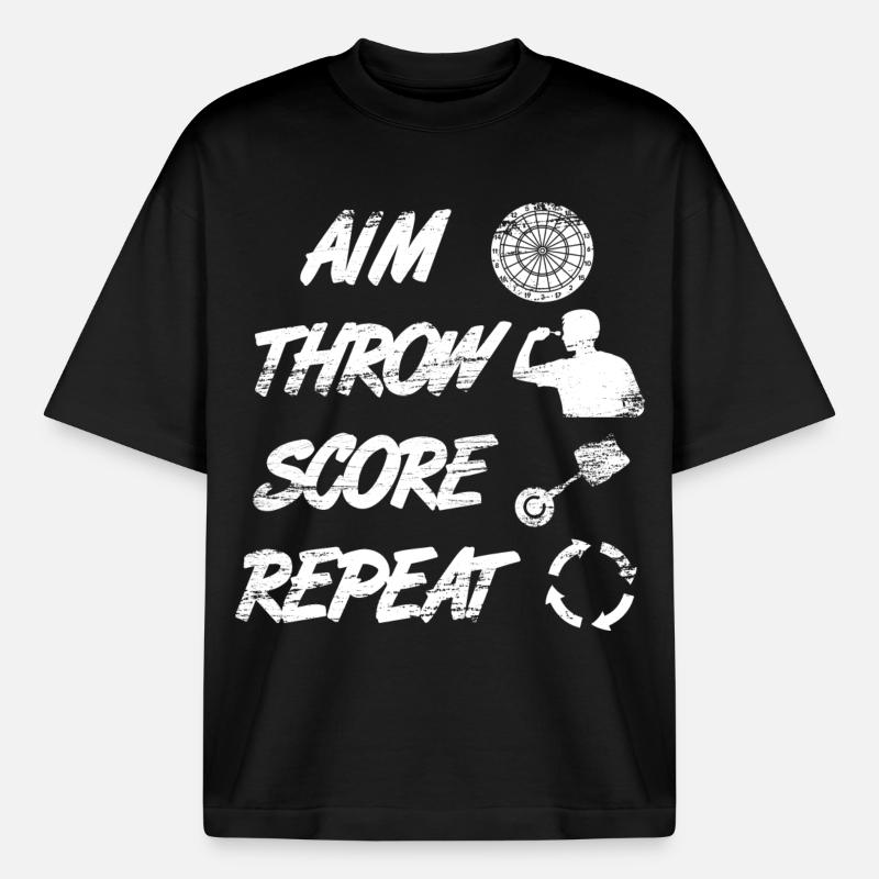 viser, lancer, pointer, répéter - T-shirt unisexe épais coupe boxy Stanley/Stella - noir